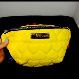 Betsy Johnson Neon Nylon Quilted Belt Bag- Yellow GREAT CONDITION